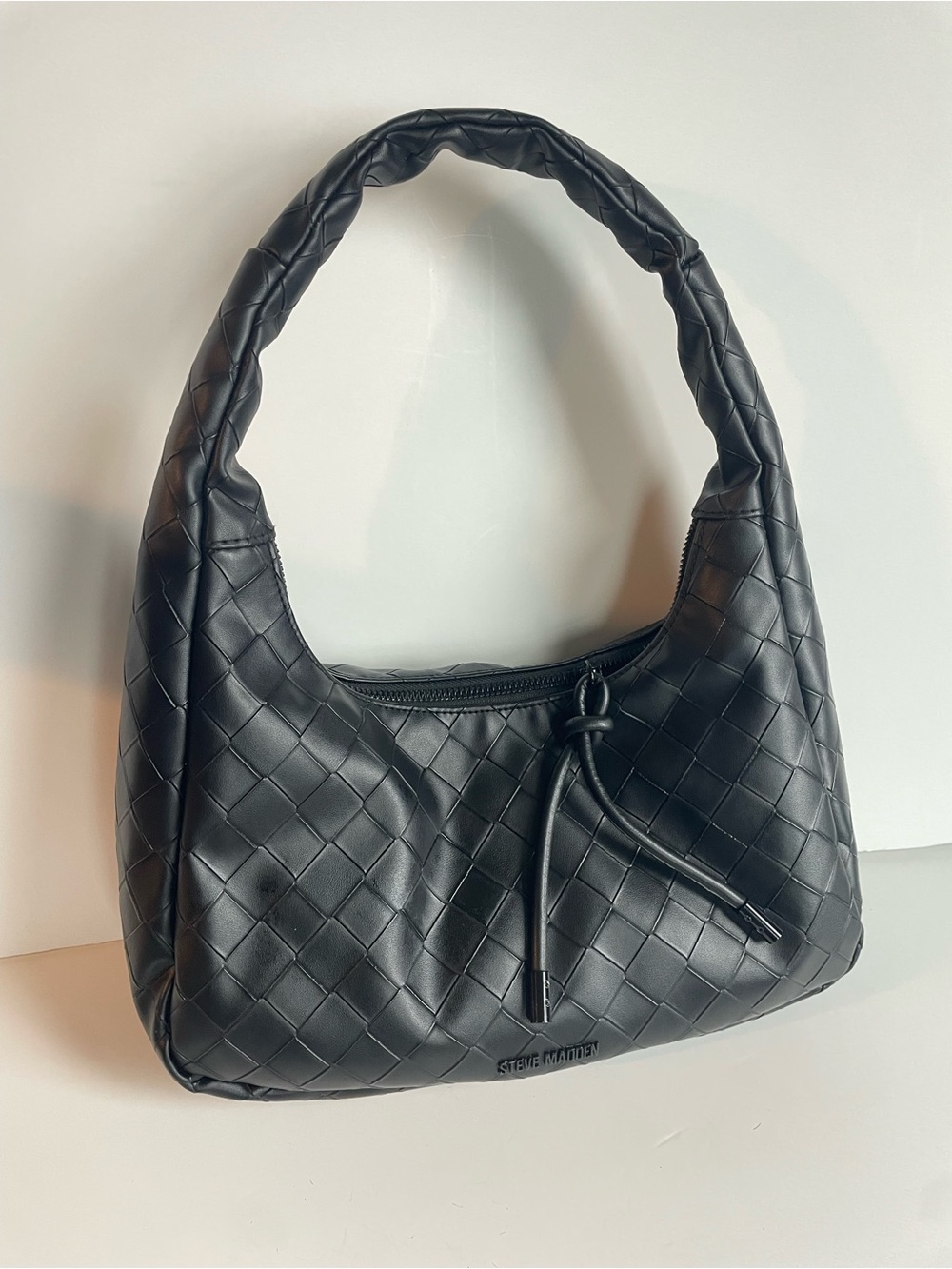 Steve Madden Black Quilted Hobo with Knotted Accent